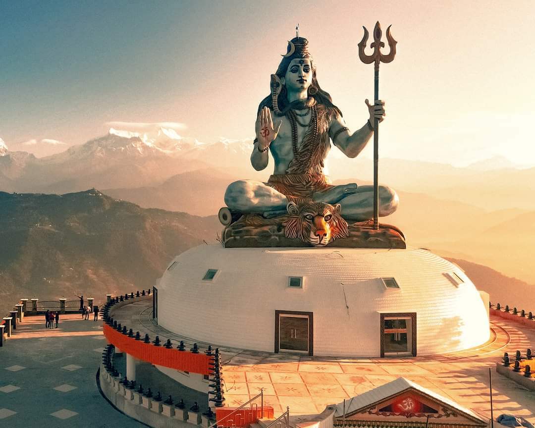 view of pumdikot shiva statue pokhara